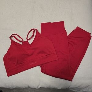 PINK Victoria's Secret Red Leggings Set